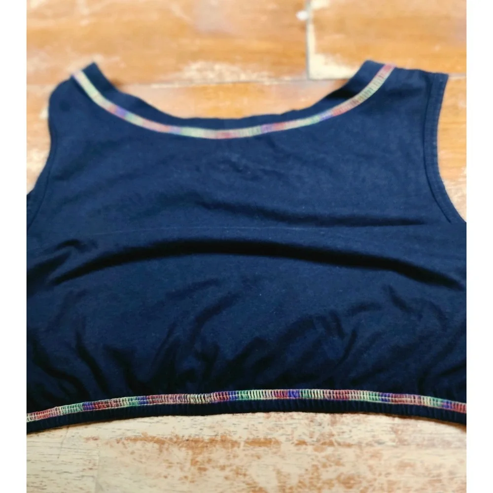 Justice x Airheads Girls XL Plus Black Rainbow Love Glitter Tank Top Cinched Hem